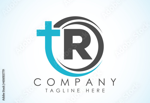 English alphabet R with church logo sign. Christian sign symbols. The cross of Jesus logo for christian church