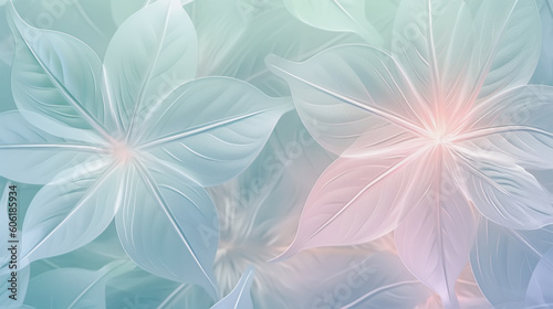 Two tender flowers with fragile petals close-up in pastel pink blue shades, Generative AI delicate background © svetlanais