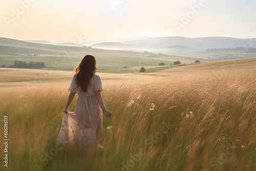 woman walking in the field