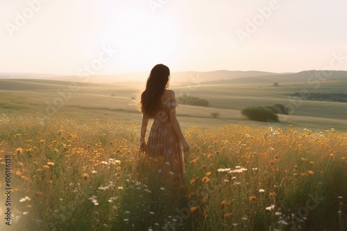 woman walking in the field