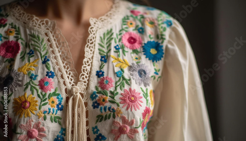 Young women in traditional clothing with embroidery generated by AI © Jeronimo Ramos