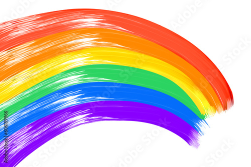 painting rainbow on white isolated background, creative development, happy childhood, symbol LGBT movement, Gay pride, texture, place for text, banner, minority festival photo