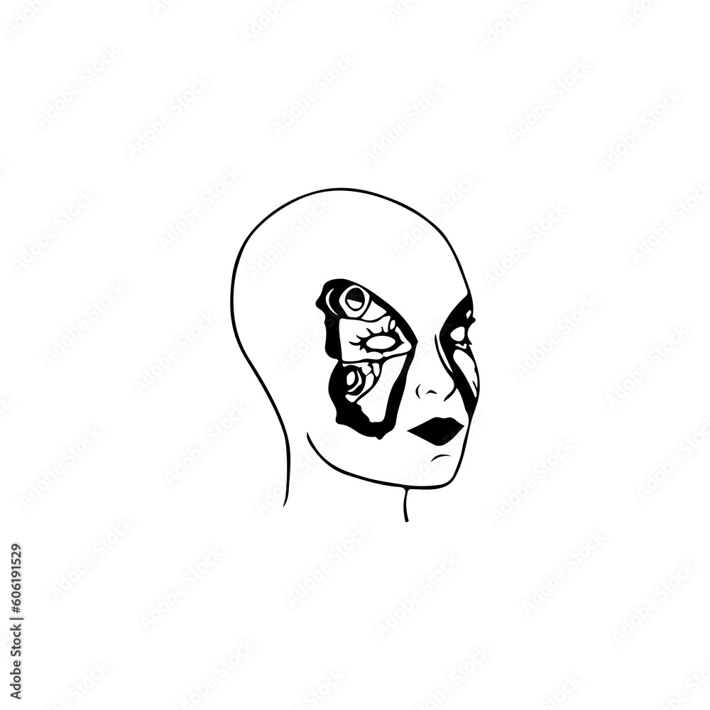 vector illustration of woman with butterfly concept vector illustration of woman with butterfly concept