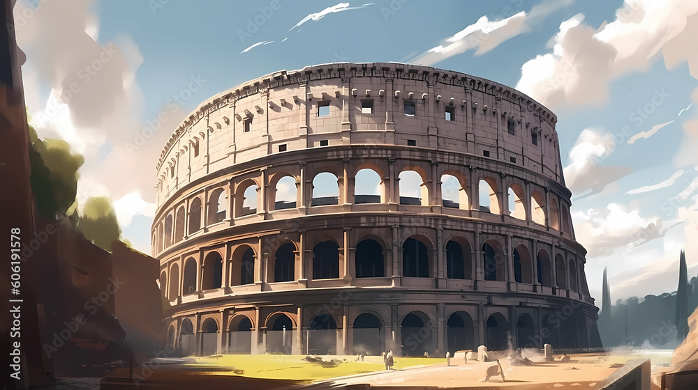 Illustration of beautiful view of Rome, Italy