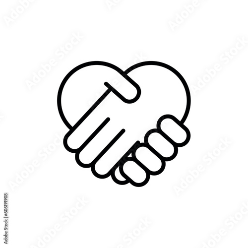 Heart Shaped Handshake Line Vector Icon. Available Shot. Pixel Perfect. For mobile and web. - Illustration
