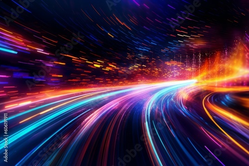 Ethereal Car Light Trails in the Enchanting Hues of Light Indigo and Amber background. AI generated, human enhanced