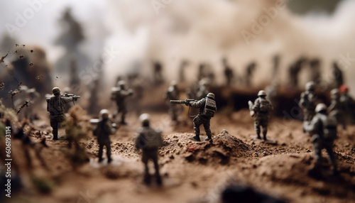 Toy soldiers in mud, aiming for victory generated by AI © Jeronimo Ramos