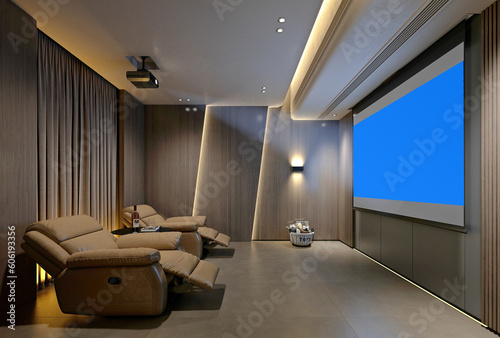 Bild auf Leinwand Entertainment and home cinema room. 3d rendering