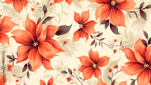 Flowers on a cream colored background. Generative AI