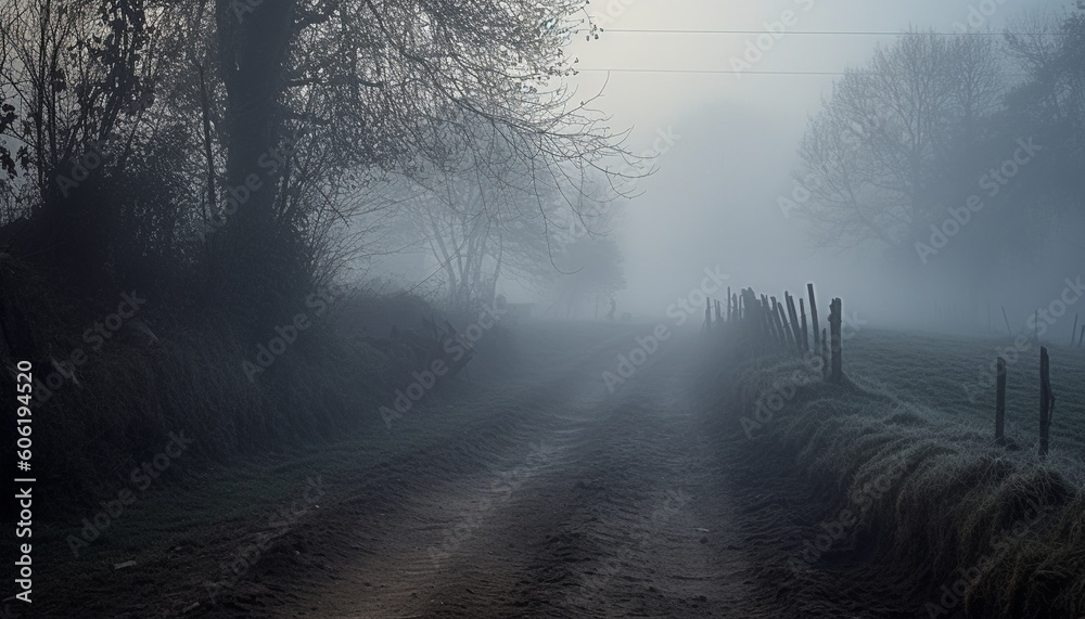 Obraz premium Mystery in nature Spooky vanishing point horror generated by AI