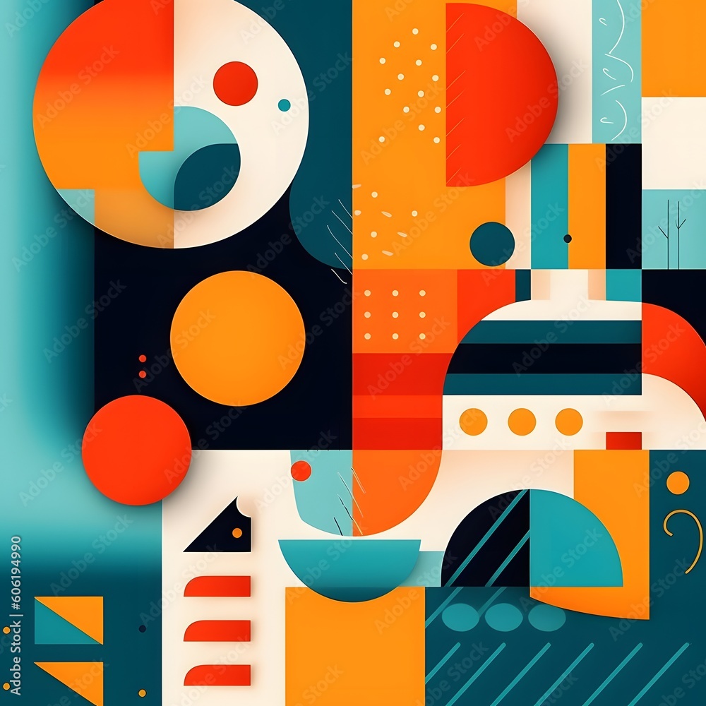 A dynamic play of abstract forms in vivid colors, perfect for modern design needs