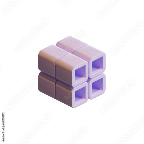 Cube 3D Render Design Element 02B