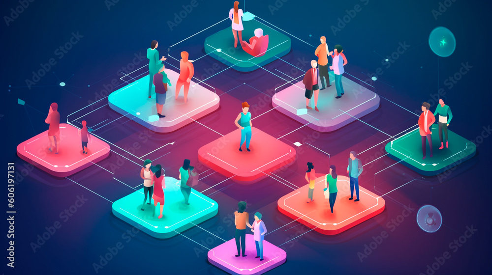 social network connection concept. Generative AI social network connection concept. Generative AI
