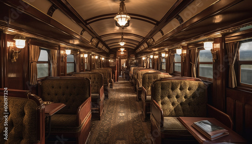 Luxury passenger ship elegant wood interior generated by AI