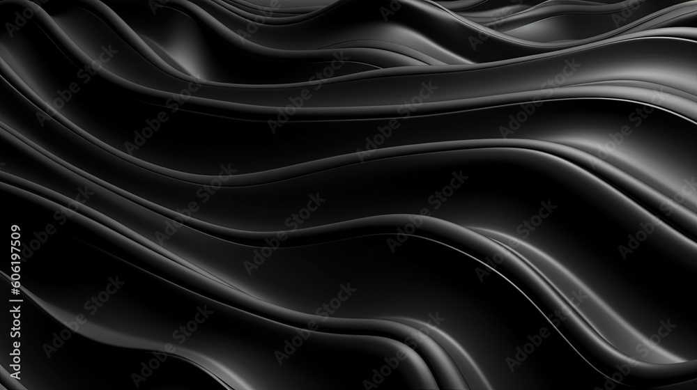 Fototapeta premium Abstract wavy black metallic 3D background