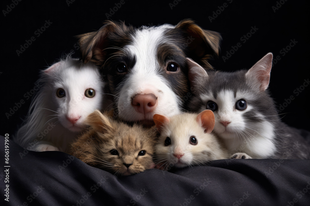 Fototapeta premium Furry Friends on the couch