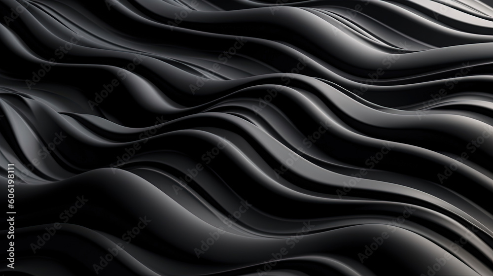 Abstract wavy black metallic 3D background Abstract wavy black metallic 3D background