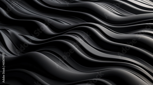 Abstract wavy black metallic 3D background