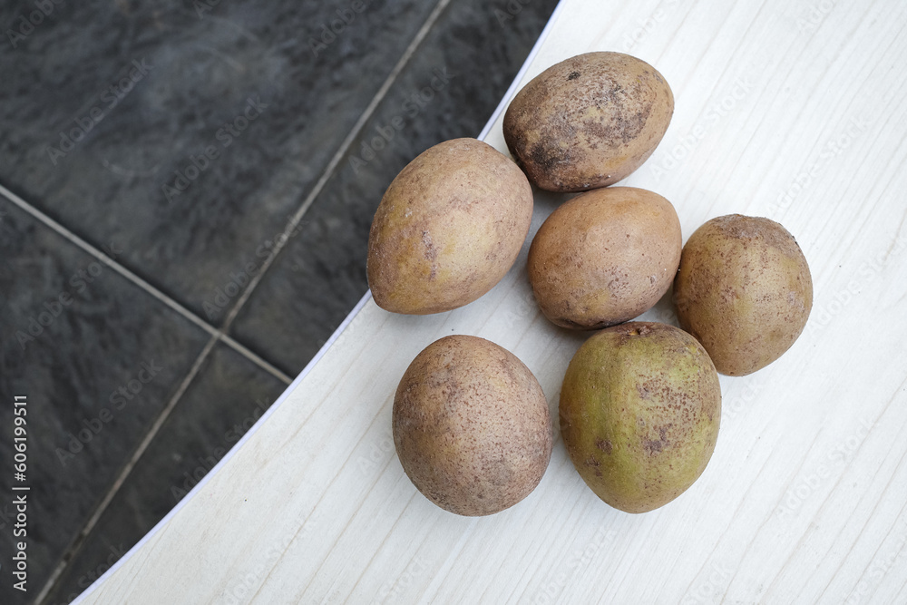 Sapodilla is a tropical fruit that has the Latin name Manilkara zapota. Another name for sapodilla is sapota, and naseberry Sapodilla is a tropical fruit that has the Latin name Manilkara zapota. Another name for sapodilla is sapota, and naseberry