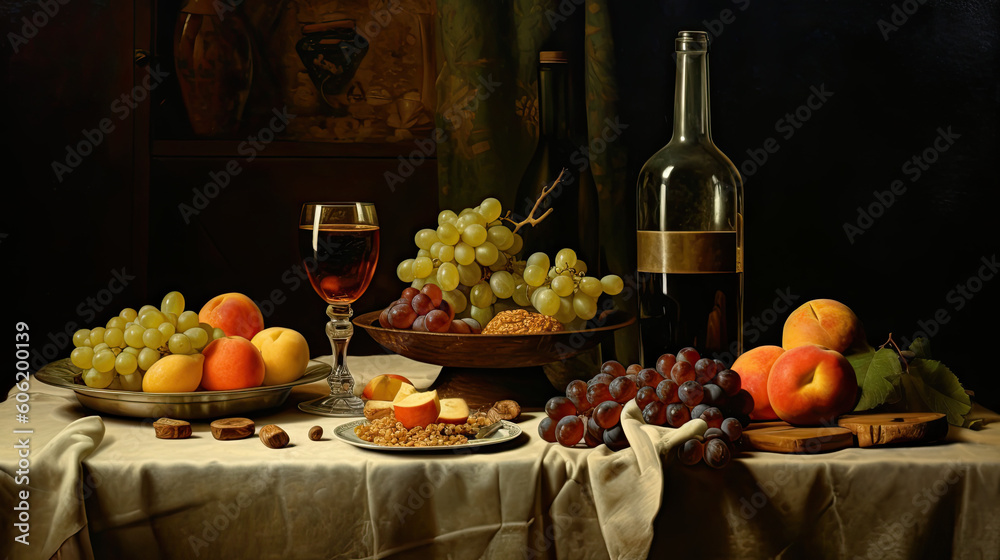 still life with grapes and wine still life with grapes and wine