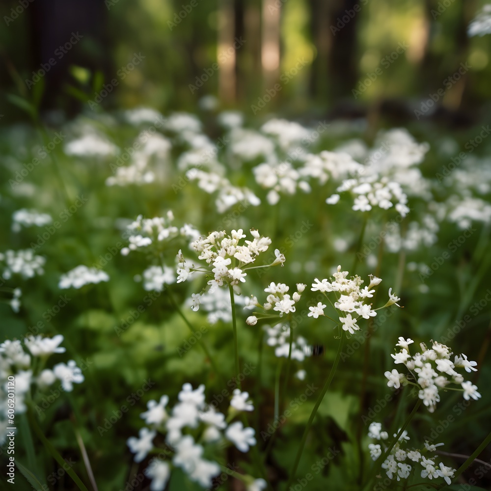Fototapeta premium white wild tall flowers in a meadow