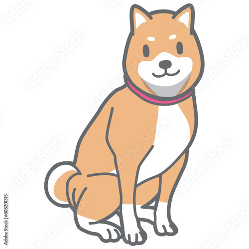 お座りする柴犬のベクターイラスト
