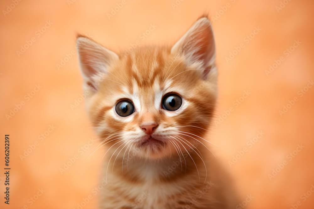 Cute ginger kitten portrait studio shot, Generative AI Cute ginger kitten portrait studio shot, Generative AI