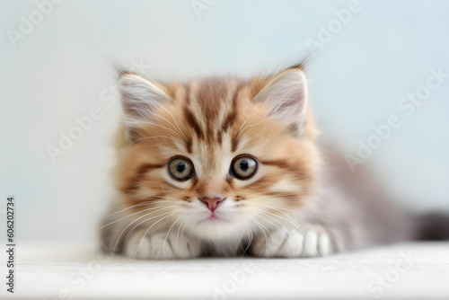 Cute tabby kitten portrait studio shot, Generative AI © sam