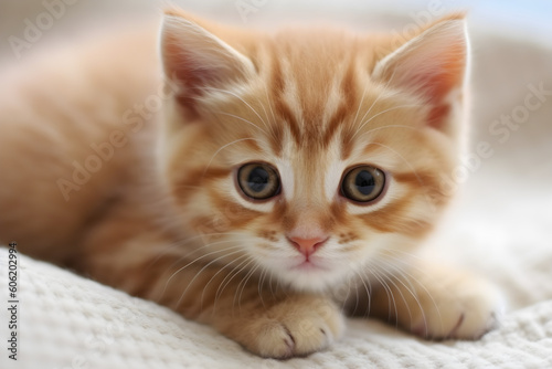 Cute ginger kitten face portrait studio shot