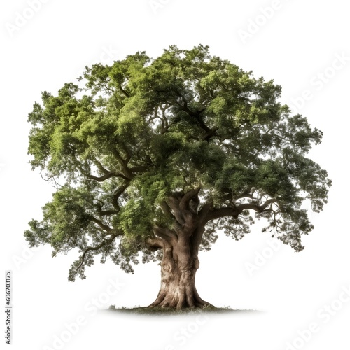 one tree with wide branches isolated on white