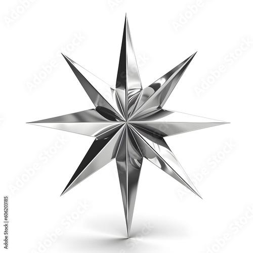 Silver star on white background