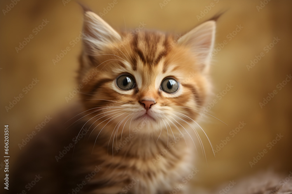 Cute tabby kitten portrait studio shot, Generative AI