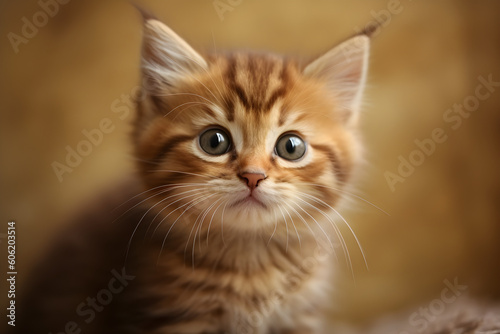Cute tabby kitten portrait studio shot, Generative AI © sam
