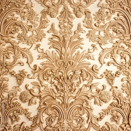 seamless damask pattern gold beige colour