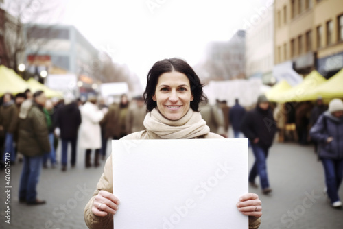Portrait Of Mature Woman Demonstrating Blank Placard