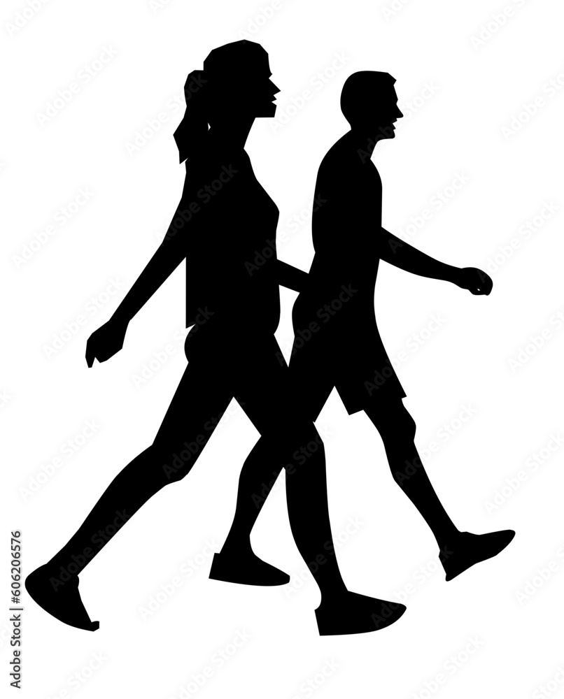 Illustration vector graphic of silhouette of Man and women walking together