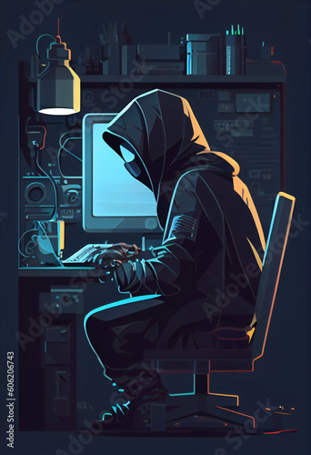 Generative AI abstract render of a hacker