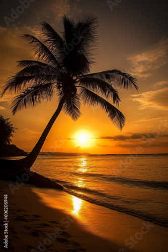 Palm beach sunset generative AI