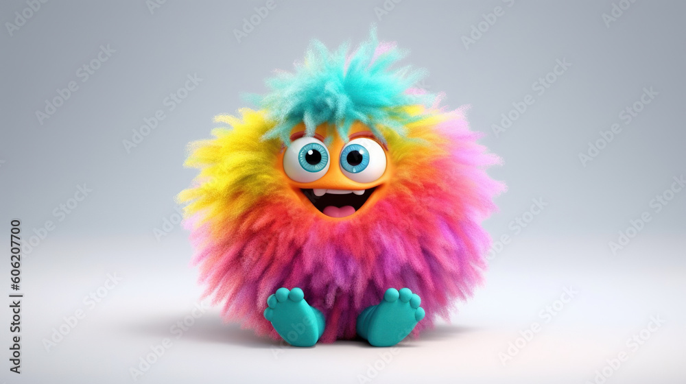 Fototapeta premium Rainbow monster. 3d creatures