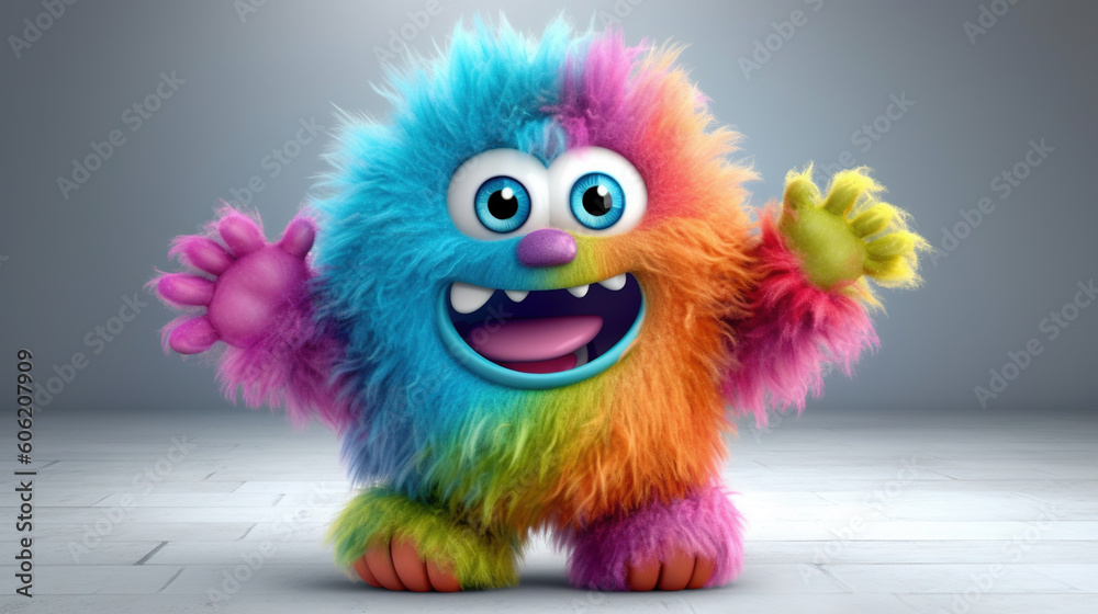 Rainbow monster. 3d creatures Rainbow monster. 3d creatures