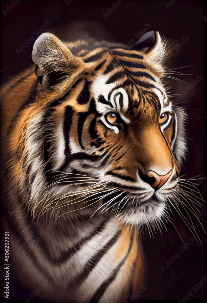 Obraz premium Generative AI render of a tiger's head