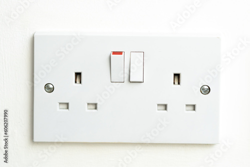 close up of english socket in the wall
