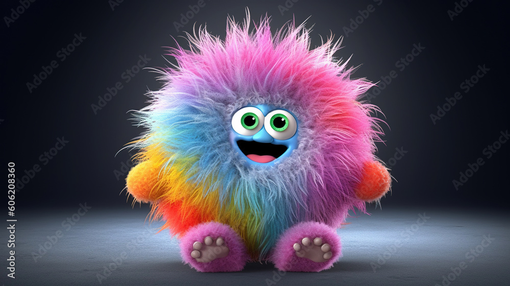 Fototapeta premium Rainbow monster. 3d creatures