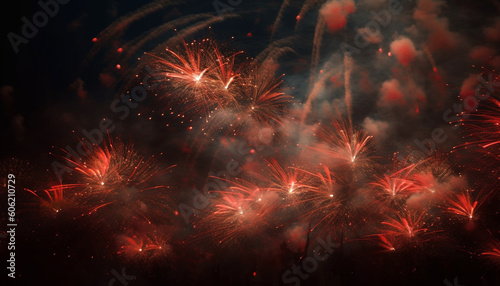 Wallpaper Mural Multi colored fireworks exploding, illuminating dark night sky generated by AI Torontodigital.ca