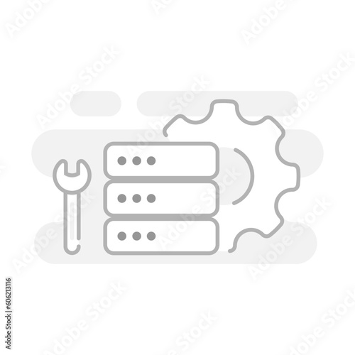 server under maintenance and repair concept illustration linear design vector eps10. simple and modern graphic element for landing page, empty state ui, infographic, icon