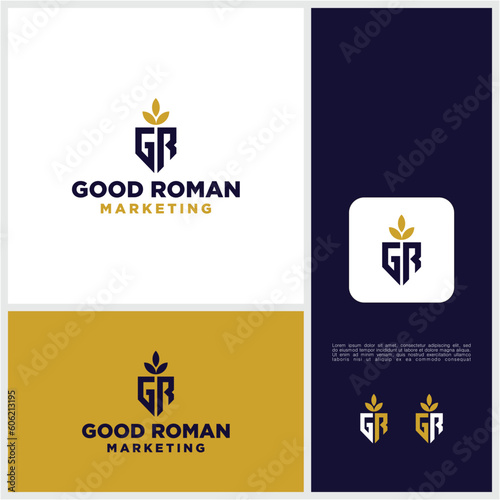 roman letter g r logo