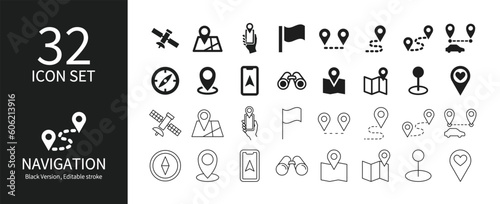 Icon set related to navigation