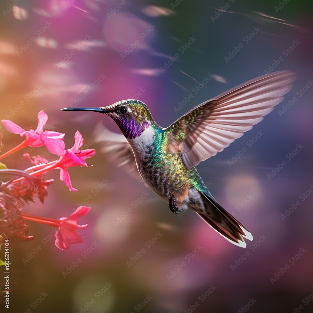 Ethereal Hummingbird in Flight, A Glimpse of Grace