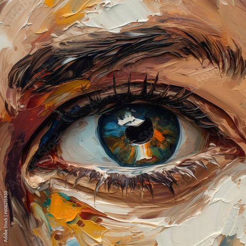 A close up of an oil painting of an eye Generative Ai