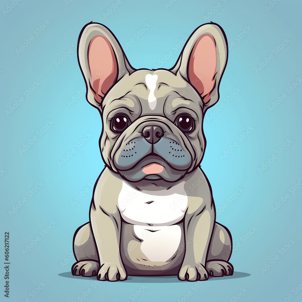 French bulldogs. Funny cartoon isolated on white background Generative AI.